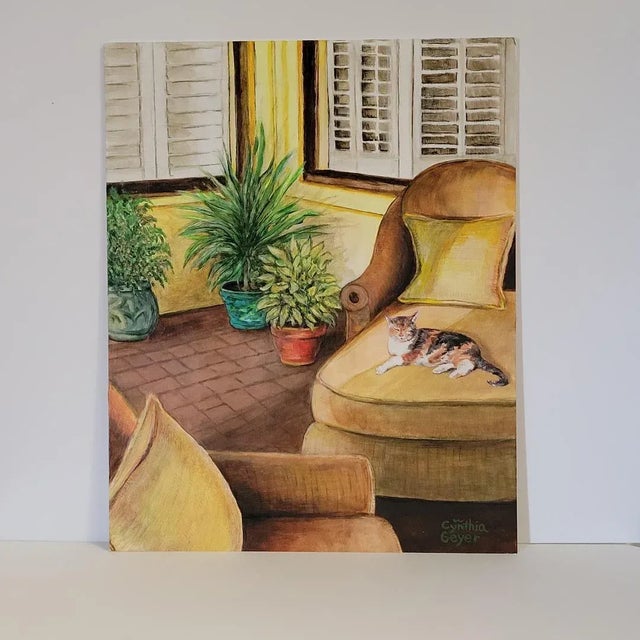 Acrylic painting on 8 ply archival primed mat board. measures 12x 14 3/4. I painted this at my relatives home on a...