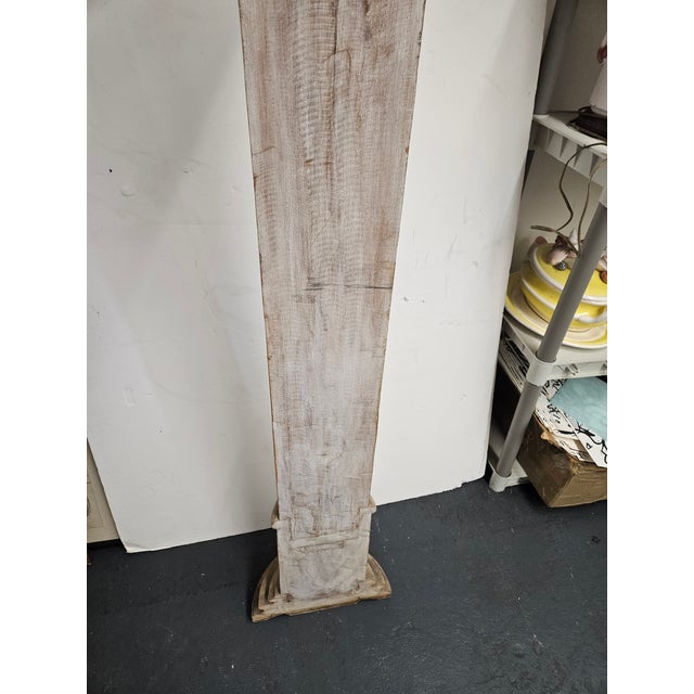 Neoclassical Tall Fluted and Carved Wood Half Classical Column in a With an Antique Whitewashed Finish For Sale - Image 3 of 7