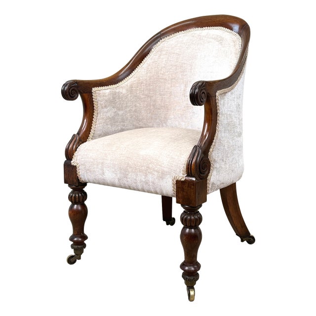 19th Century English Regency Rosewood Tub Library Armchair For Sale