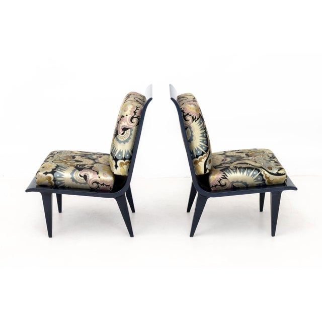 Navy Blue Tassinari & Chatel "Les Chimeres" Chairs, Pair For Sale - Image 8 of 10