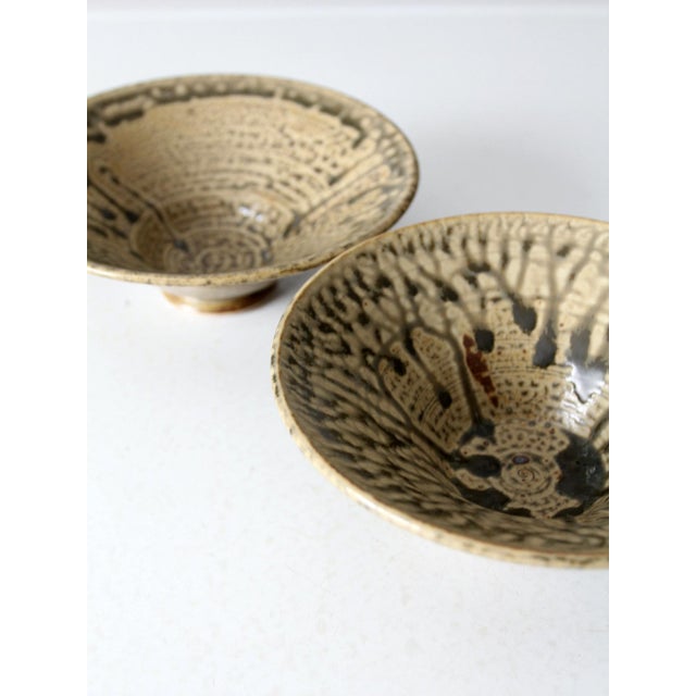 Vintage Handmade Pottery Bowls Pair For Sale - Image 11 of 13