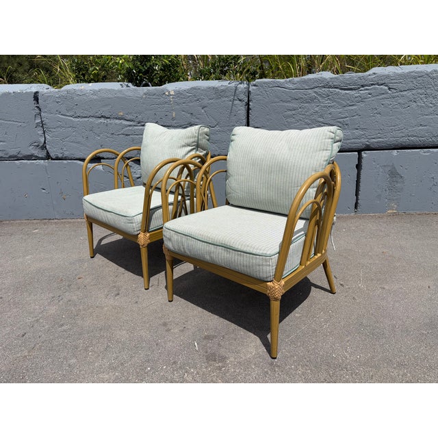 Pair Designer Lounge Chairs, for Indoor or Outdoor. Aluminum frames with finish. Price is for one pair of chairs. In total...