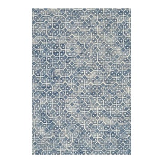 Schuyler Samperton Cornflower Blue Mamounia Block Printed Fabric- 2 1/2 Yards For Sale
