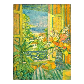 Mid Century Neo Impressionist Floral Window Scene by Scottish Artist William Grimaud For Sale