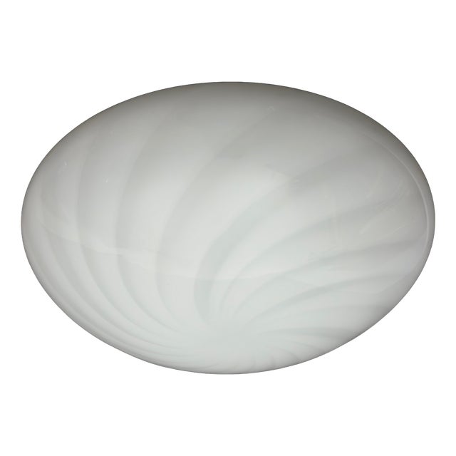 Space Age Murano Glass Swirl Ceiling Lamp in Glossy White, 1970s For Sale