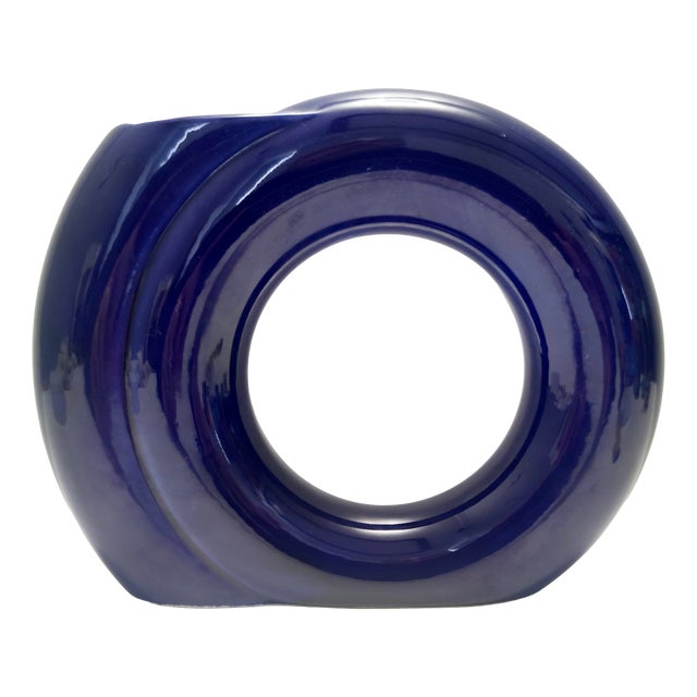 Vintage Blue Glazed Ceramic Vase by Pietro Arosio for Parravicini, Italy, 1970s For Sale
