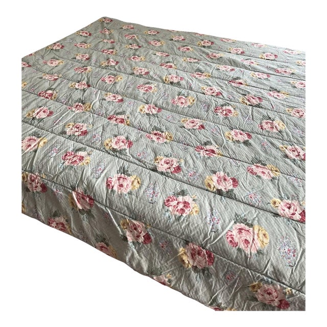 VTG Ralph Lauren Cottage Lane / Sundress Reversible Blue Floral Comforter Queen For Sale