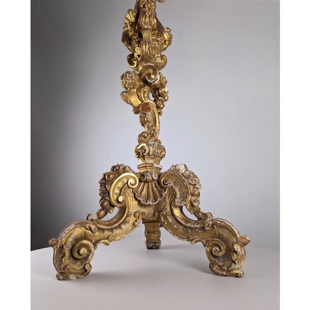 Baroque Torcheres in Golden Wood, 1800s, Set of 2 For Sale - Image 9 of 18