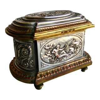Mid 18th Century French Napoleon III Silver Plate Jewelry Box For Sale