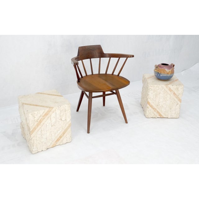 Pair of Cube Shape Tessellated Polished Marble End Tables Night Stands
