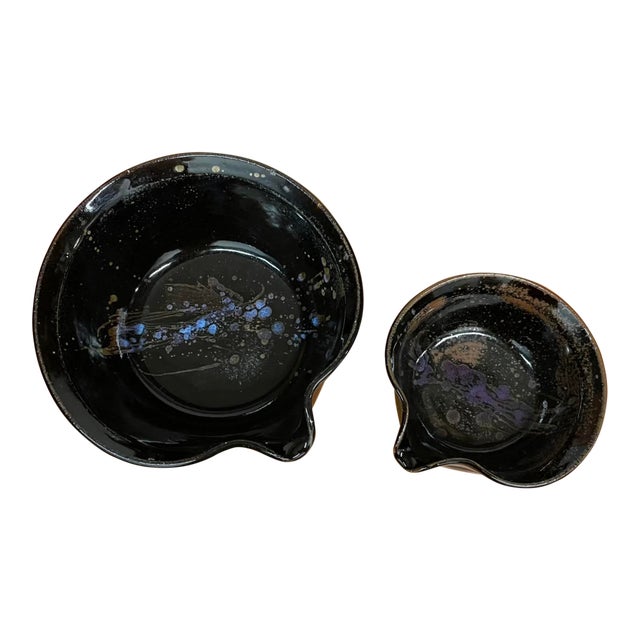 Set of Two Studio Pottery Pouring Bowls by Gil Harrison For Sale