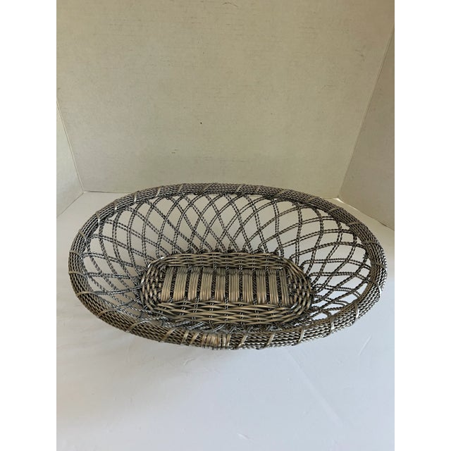 1990s Large Vintage Twisted Metal Silver Bread Basket For Sale - Image 5 of 5