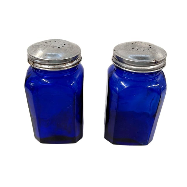 Vintage Farmhouse Cobalt Blue Glass Salt & Pepper Shakers - Pair Add a rich pop of classic color to your kitchen or dining...