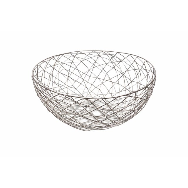 Large Chrome Vintage Mid Century Modern 1960s Atomic Wire Fruit Bowl – Mid Century Modern Sculptural Basket For Sale In San Diego - Image 6 of 6