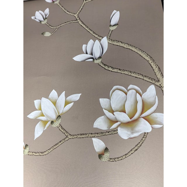 Luxury Hand-Painted Wallpaper | Magnolia Chinoiserie | Chinese Art Inspired Mural for Statement Walls For Sale - Image 6 of 7