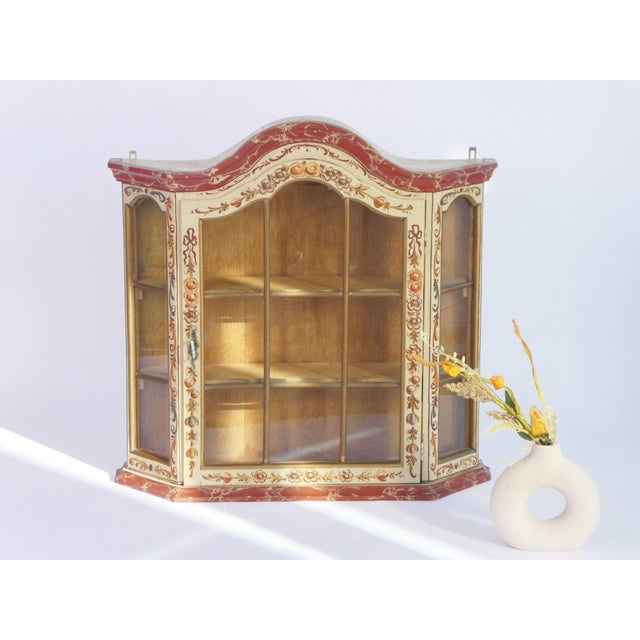 Vintage Dutch Folk Art Display Cabinet with Glass Door, 1960s For Sale - Image 6 of 10