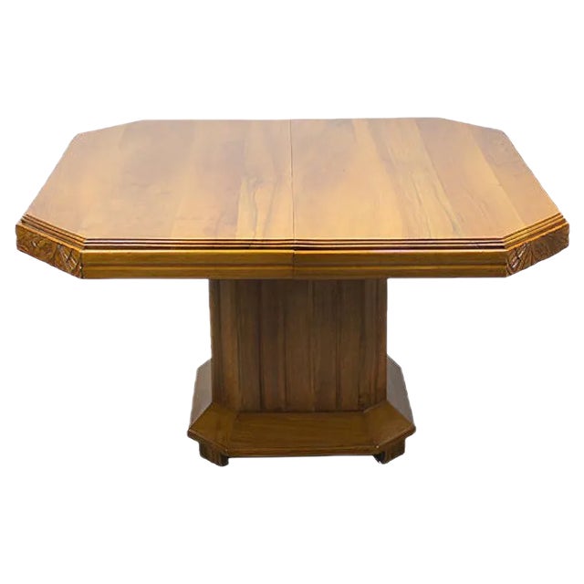 Art Deco Solid Walnut Extendable Dining Table, 1920s For Sale
