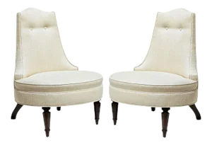 Hollywood Regency Style Lounge Chairs - A Pair