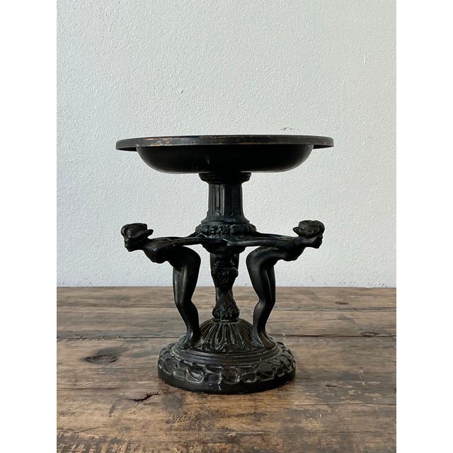 Metal Vintage Neoclassical Three Graces Compote For Sale - Image 7 of 12