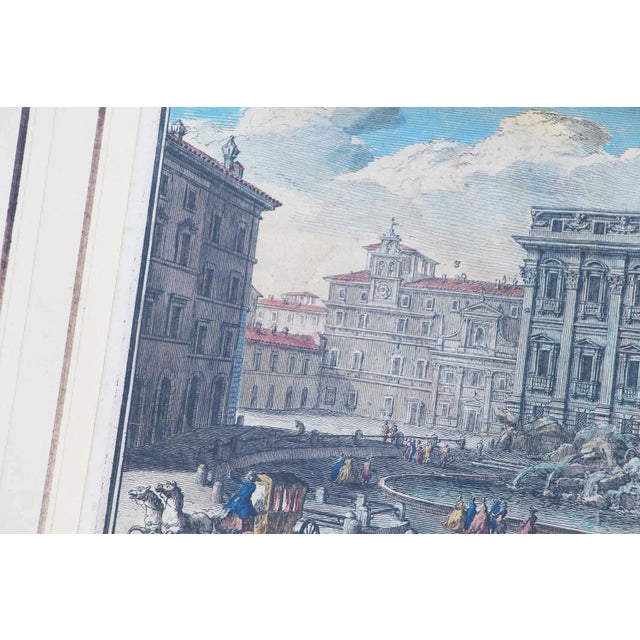 18th Century, Fontana Di Trevi, Giuseppe Vasi, Coloured Engraving For Sale - Image 4 of 12
