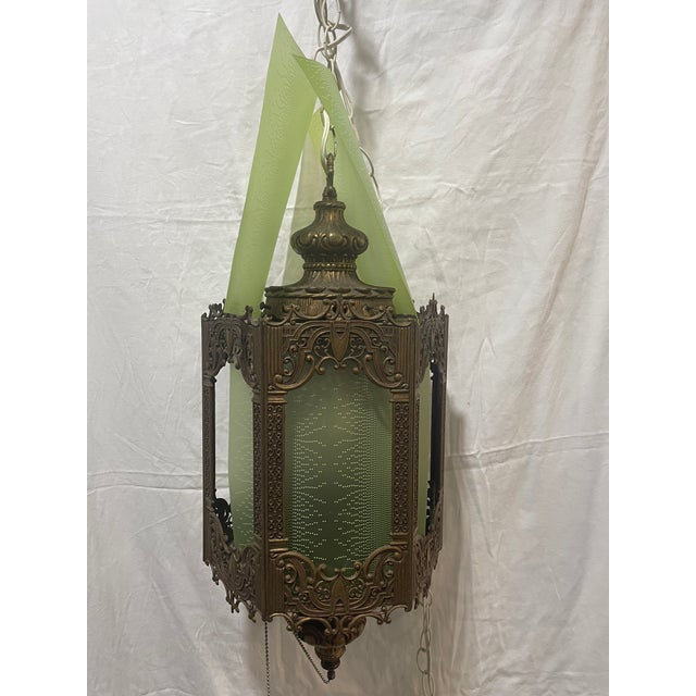 1960s Vintage Brass Swag Lamp For Sale - Image 5 of 7