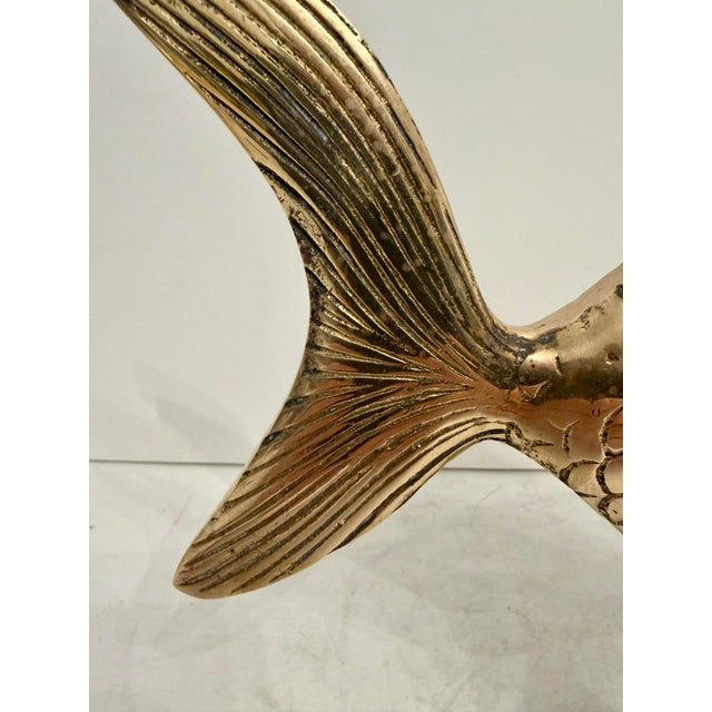 1970s Brass Tropical Fish Sculpture on Stand, Hollywood Regency Style For Sale - Image 12 of 12