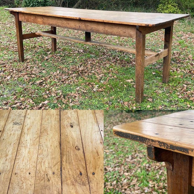 19th century farmhouse table in cherry, oak and chestnut - L=2.36m, W=85cm, H=80cm, Height under apron= 63cm.