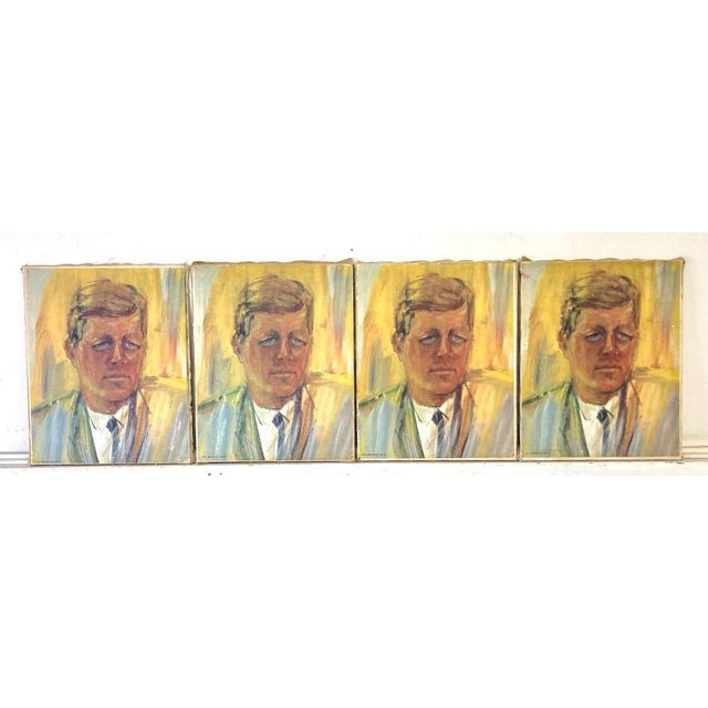 Mid-Century Modern Set of 4 Vintage Mid Century Screened Kennedy Pop Art Portraits For Sale - Image 3 of 8