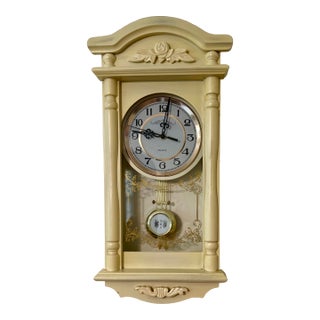 Mid 20th Century European Retro Quartz Pendulum Wall Clock For Sale