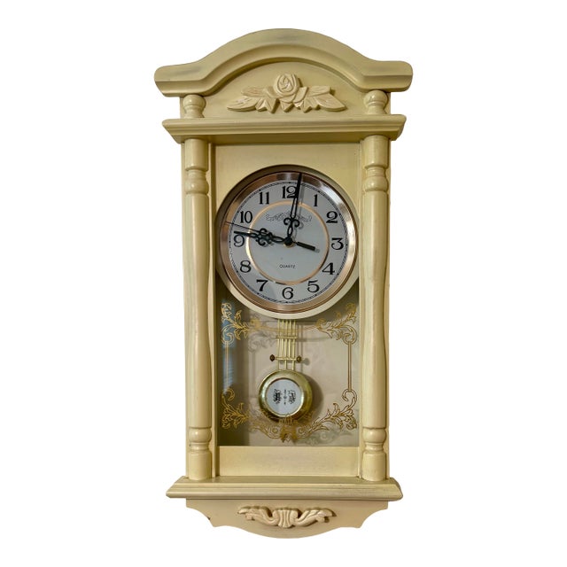 Mid 20th Century European Retro Quartz Pendulum Wall Clock For Sale