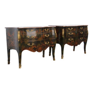 Maitland Smith Chinoiserie Painted Bombay Dressers Commodes a Pair For Sale