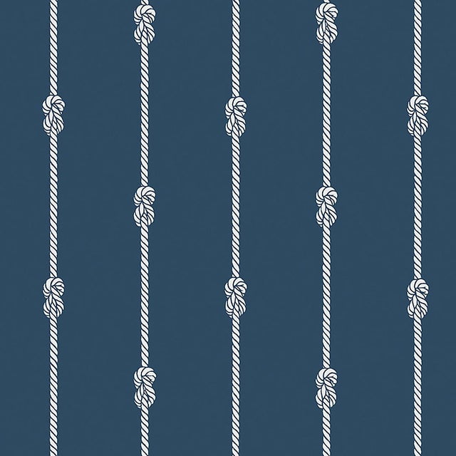 Sample - Borastapeter Knot Stripe Wallpaper in Navy For Sale