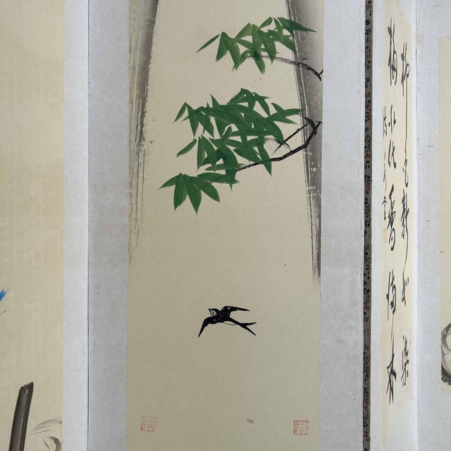 Paper Japanese Folding Screen, 1950s For Sale - Image 7 of 18