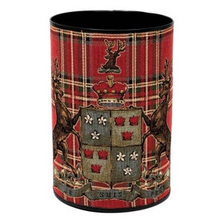Scottish Heritage Red Tapestry Waste Bin For Sale