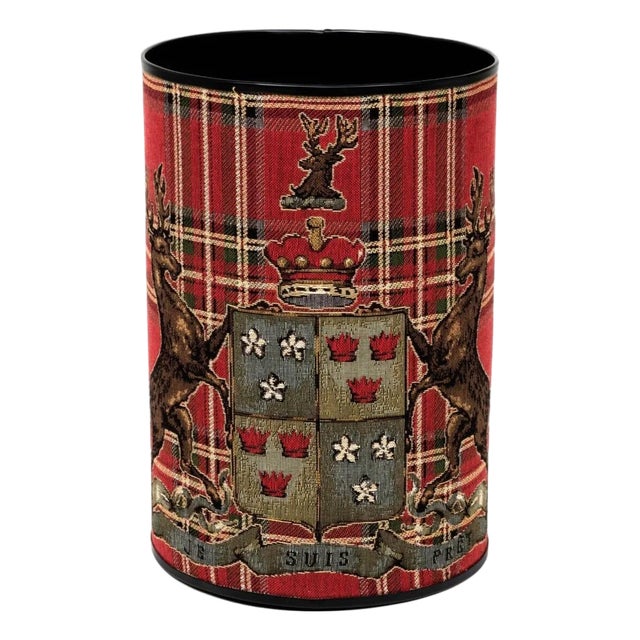 Scottish Heritage Red Tapestry Waste Bin For Sale