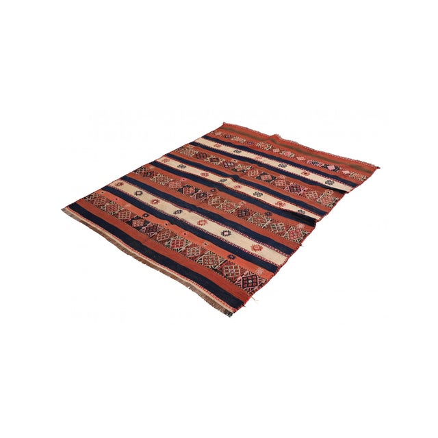 Embroidered Vintage Kilim Rug - 4`9″ X 6`1″ For Sale - Image 4 of 6