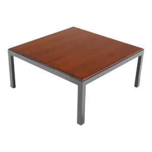 Mid Century Modern Ebonised Frame Walnut Top Square Coffee Occasional Table MINT
