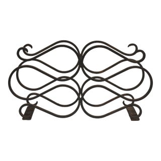 Antique Hand-Forged Wrought Iron Tabletop Wine Rack / Rolling Pin Holder For Sale