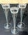 Antique Art Deco Crystal Champagne Flutes 10" Engraved Chevron Set of 3 For Sale - Image 4 of 7