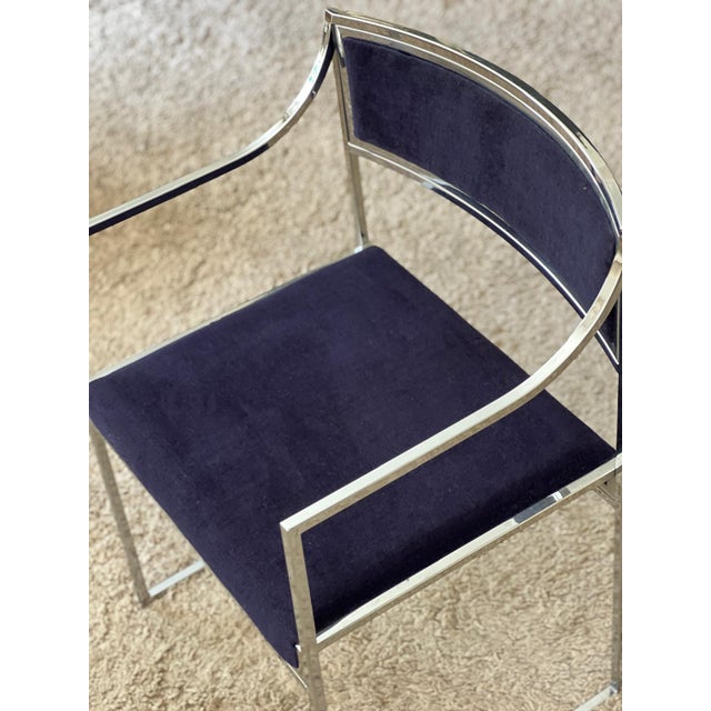 Vintage Italian Metal and Velvet Armchairs, 1970, Set of 2 For Sale - Image 9 of 12