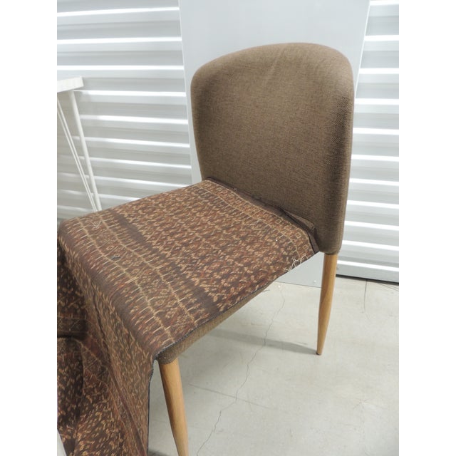 Vintage Brown and Tan Woven Cotton Ikat Textile For Sale - Image 11 of 11