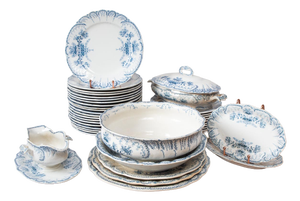 Earthenware Tableware from Saint Amand Hamage, 1890s, Set of 42