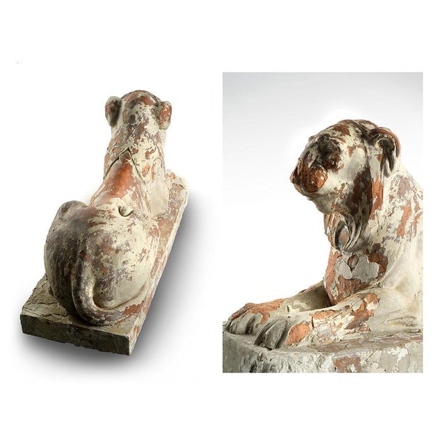 Terracotta Lion Statues, Set of 2 For Sale - Image 3 of 11