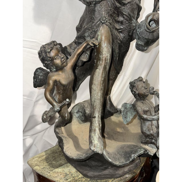 Antique Bronze Fountain of Fairy with Angels, 1890s For Sale - Image 5 of 12