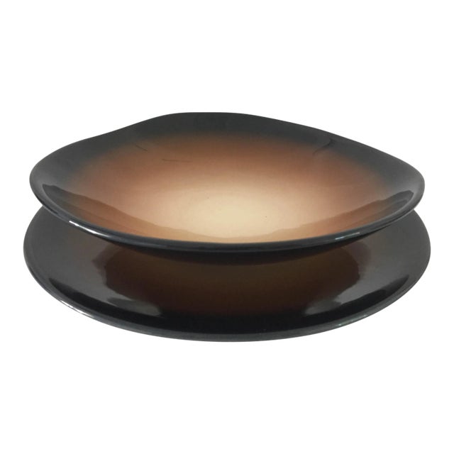 World Tableware Pebblebrook Brown & Tan Platter /Bowl - a Pair For Sale
