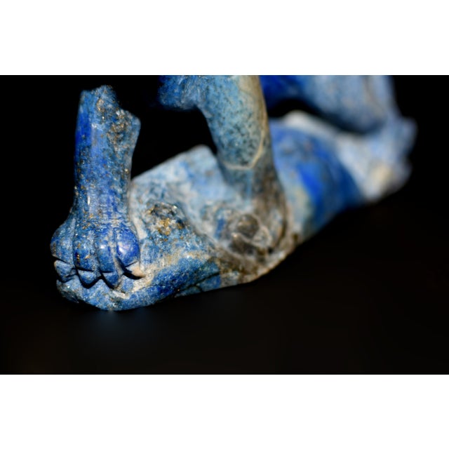 Vintage Lapis Lazuli Tiger Statue Paperweight For Sale In Los Angeles - Image 6 of 11