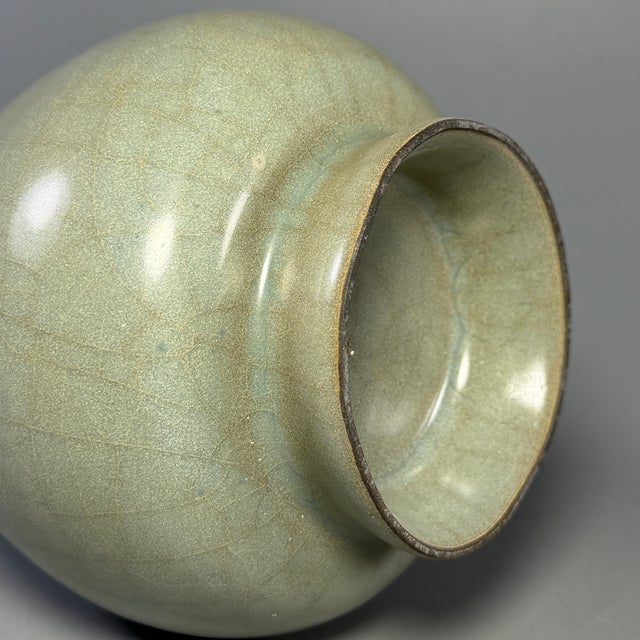 Antique Chinese Celadon Yuhuchun Vase With Crackle Glaze For Sale - Image 6 of 7