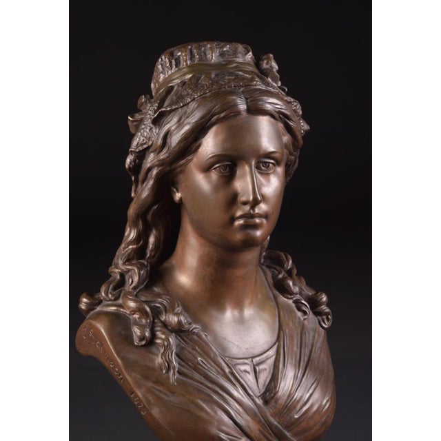 1873 French Bronze Bust of Woman by Salmson & Bauer Sculpture For Sale - Image 10 of 15