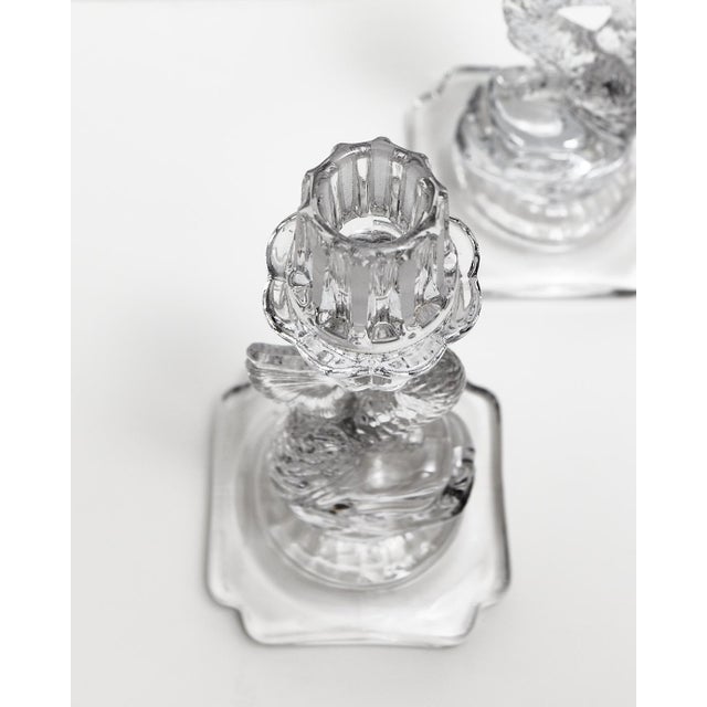 Cambridge Dolphin Fish Clear Glass Candlesticks For Sale - Image 16 of 18