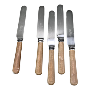 1940s Mid-Century Modern Joseph Rodgers & Sons Dinner Knives Set 6 - Stainless With Bakelite Handles